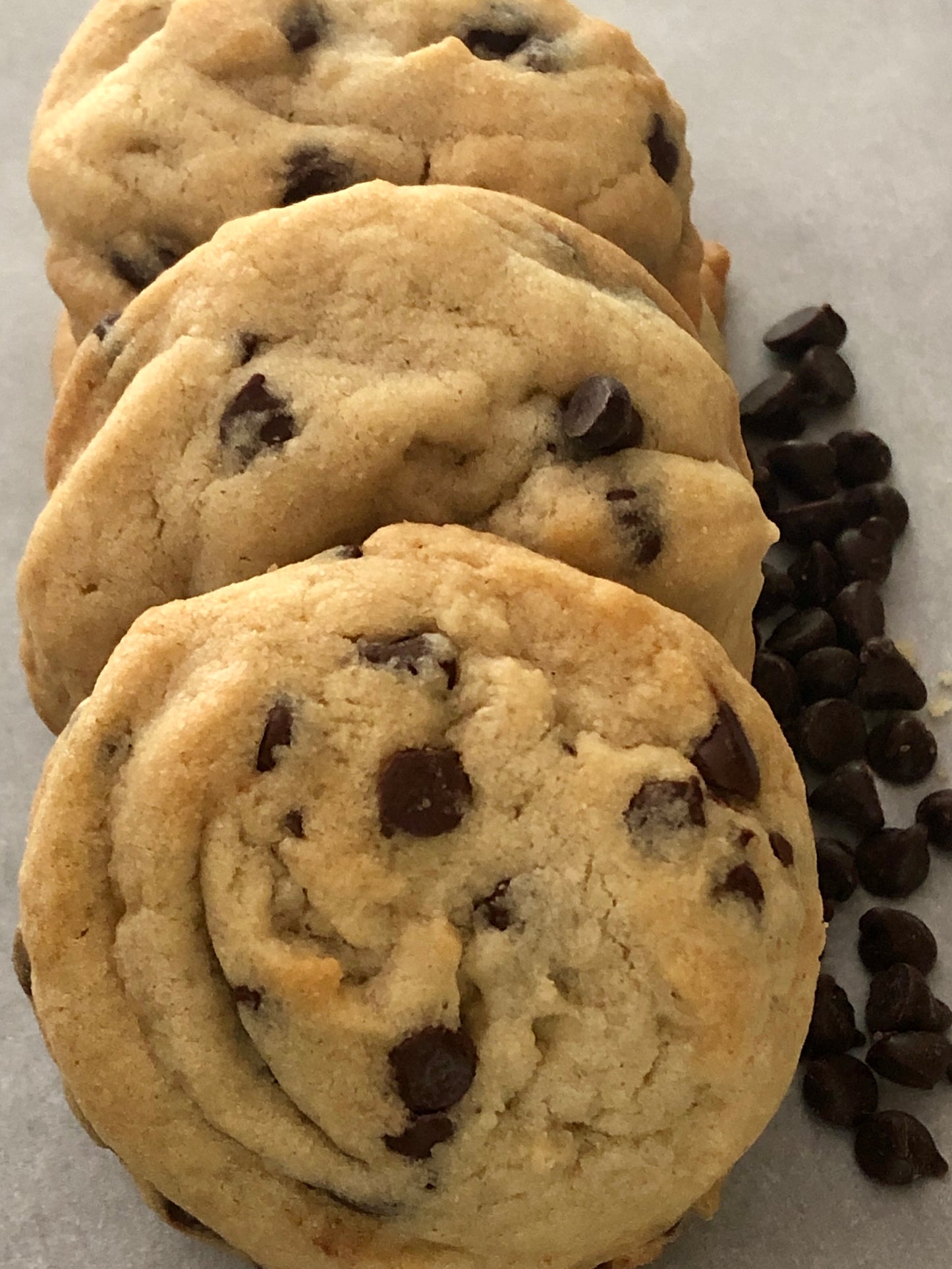 Melt in your mouth, mini creamy milk chocolate  surrounded by a fluffy, buttery cookie, filled with semi-sweet chocolate chips.