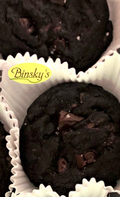 Melt in your mouth, buttery soft, dark chocolate cookie wrapped around chunks of milk, dark and semi-sweet chocolate.
