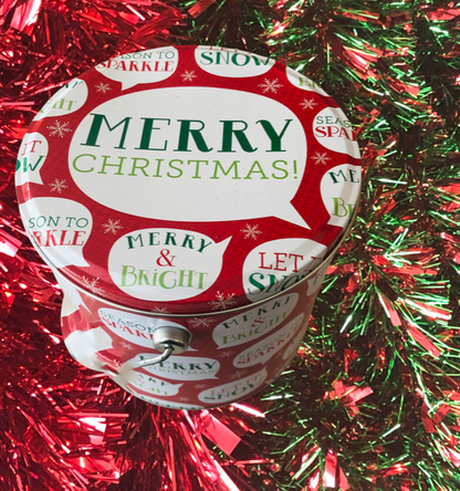 12 Count Mini Chocolate Chip Tin - Merry Christmas Cookie Pail