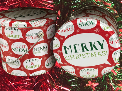 12 Count Mini Chocolate Chip Tin - Merry Christmas Cookie Pail