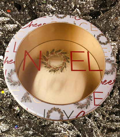 1 Dozen Chocolate Chunk Walnut Christmas Cookie Tin - Golden Noel